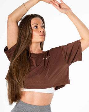 Mute Cropped T-Shirt - Brown